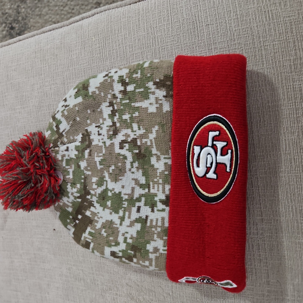 New Era San Francisco 49ers Digital Camo and Red Beanie. With Insulation.